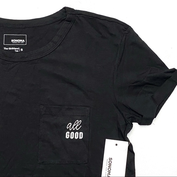Sonoma Goods For Life Girlfriend Tee All Good Black Size Small - Picture 1 of 5